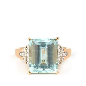 Aquamarine & Diamond 18k Gold Lorique Ring MTGW 10.70cts | Gemporia