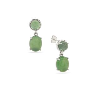 7.55ct Green Serpentine Sterling Silver Earrings 