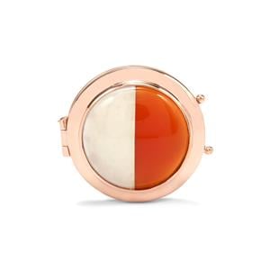 Red Onyx Locket with White Agate in Rose Gold Plated Sterling Silver 14.36cts
