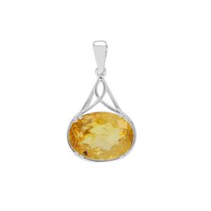 3.80ct  Dominican Amber Sterling Silver Pendant 