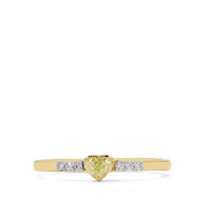 1/4ct Natural Yellow Diamond & White Diamonds 9K Gold Ring