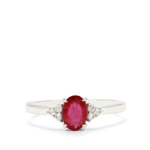 Bemainty Ruby & White Zircon Sterling Silver Ring ATGW 1.30cts (F)