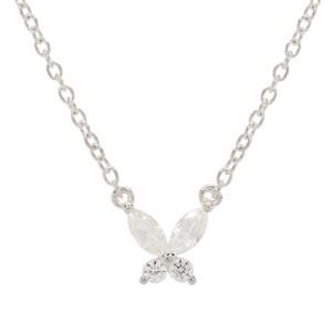 Ratanakiri White Zircon Butterfly Necklace in Sterling Silver 0.40ct