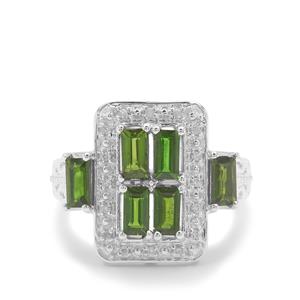 Chrome Diopside & White Zircon Sterling Silver Ring ATGW 1.40cts