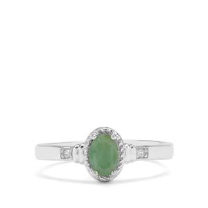 Sakota Emerald & White Zircon Sterling Silver Ring ATGW 0.50ct