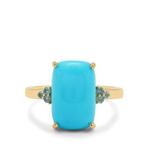 Sleeping Beauty Turquoise & Marambaia London Blue Topaz 9K Gold Ring ATGW 5.35cts