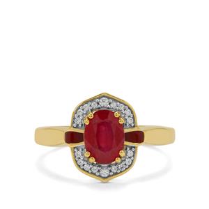 Malagasy Ruby & White Zircon Midas Ring With Enameling ATGW 2.10cts (F)