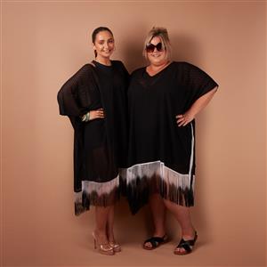 Kimbie Chevron Kaftan One Size  - Available In Black Onyx Or Emerald Green