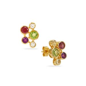 Multi-Gemstone Gold Plated Sterling Silver Earrings 1.45cts