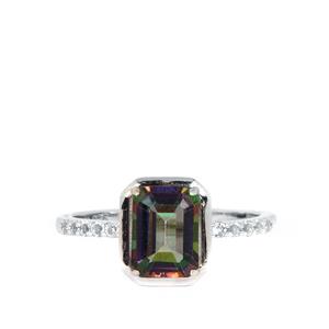 2.08cts Mystic Green & White Topaz Sterling Silver Ring 