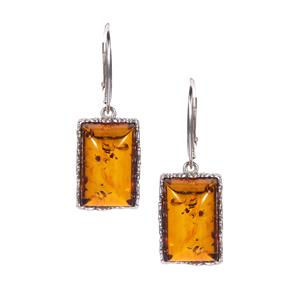Baltic Cognac Amber (10x16mm) Sterling Silver Earrings 