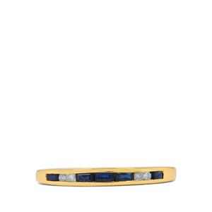 Australian Blue Sapphire & Diamond 9K Gold Ring ATGW 0.45ct