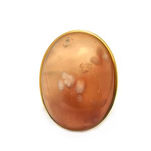 40cts Sakura Agate Gold Tone Sterling Silver Ring 