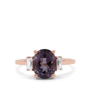 Blueberry Quartz Ring with White Zircon in 9K Rose Gold 2.75cts