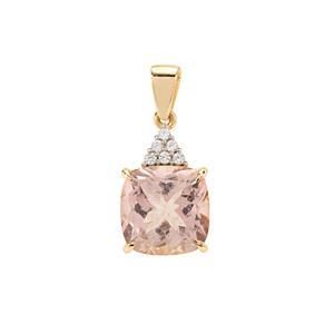 Teófilo Blush Pink Topaz Pendant with White Zircon in 9K Gold 7.25cts