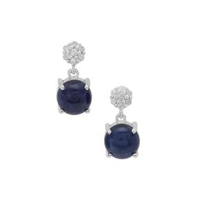 Bharat Sapphire Earrings with White Zircon in Sterling Silver 7.20cts