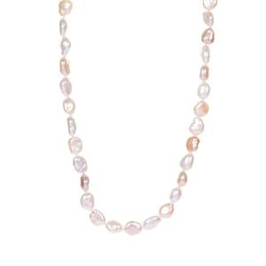 Baroque Cultured Pearl Sterling Silver Necklace (13x8 mm)