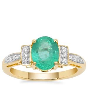 Ethiopian Emerald Ring with Diamond in 18K Gold 1.86cts