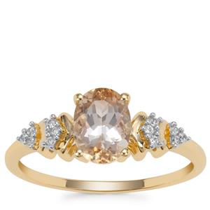 Champagne Danburite Ring with White Zircon in 9K Gold 1.23cts