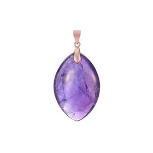 34.85ct African Amethyst Rose Tone Sterling Silver Pendant