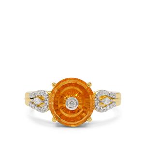 Lehrer TorusRing Mandarin Garnet & Diamond 18K Gold Ring MTGW 4.64cts