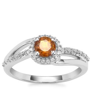 Morafeno Sphene Ring with White Zircon in Sterling Silver 0.74cts
