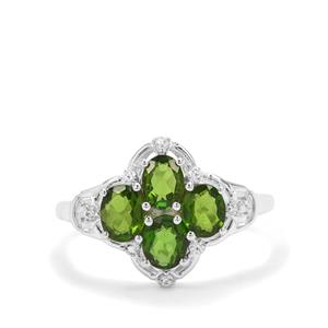 Chrome Diopside & White Zircon Sterling Silver Ring ATGW 1.74cts