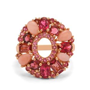 Pink Tourmaline & Pink Opal Rose Midas Ring ATGW 5.50cts