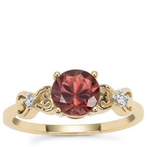 Umba Valley Red Zircon Ring with White Zircon in 9K Gold 1.95cts