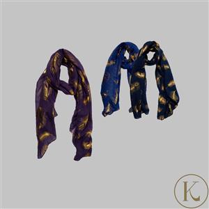 Kimbie Le Beau Paon Peacock Feather Scarf - Available in Royal Blue, Purple or Navy 