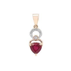 Malagasy Ruby Pendant with White Zircon in 9K Gold 1.35cts (F)
