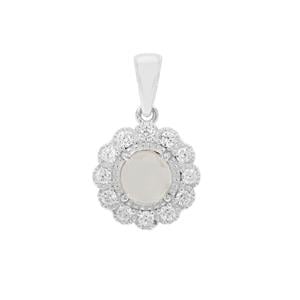 Rose Cut Plush Diamond Sunstone & White Zircon Sterling Silver Pendant ATGW 1.68cts