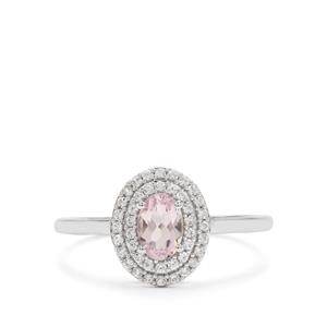 Idar Pink Morganite & White Zircon 9K White Gold Ring ATGW 0.70ct