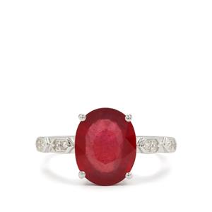Bemainty Ruby & White Zircon Sterling Silver Ring ATGW 5.25cts (F)