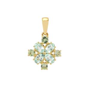 Aquaiba™ Beryl & Kijani Garnet 9K Gold Pendant ATGW 1.30cts