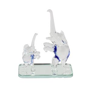 Elephants Duo Figure Showpiece Household Glass Decoration (3.9 x 4 inch)