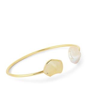 Baroque Freshwater Cultured Pearl Gold Tone Sterling Silver Bangle (14x20mm)