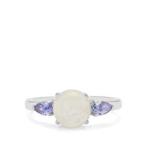 Rainbow Moonstone & Tanzanite Sterling Silver Ring ATGW 2.95cts