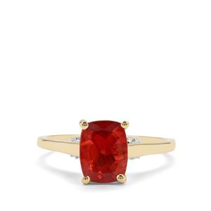Tarocco Red Andesine & White Zircon 9K Gold Ring ATGW 1.75cts