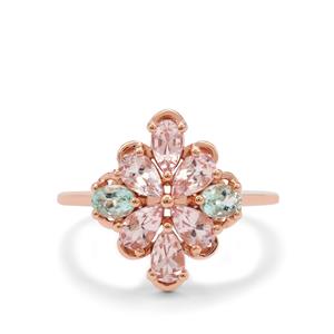 Cherry Blossom Morganite Ring with Aquaiba™ Beryl in 9K Rose Gold 1.45cts