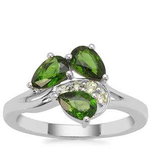 Chrome Diopside Ring with Red Dragon Peridot in Sterling Silver 1.51cts