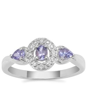 Tanzanite Ring with White Zircon in Sterling Silver 0.50ct