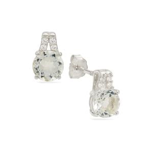 Himalayan Beryl & White Zircon Sterling Silver Earrings ATGW 1.65cts