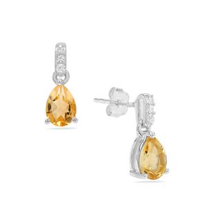 Diamantina Citrine & White Zircon Sterling Silver Earrings ATGW 1.35cts