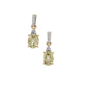 Csarite® Earrings with White Zircon in 9K Gold 1.80cts