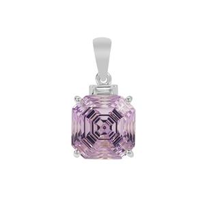 Rose De France Amethyst Pendant with White Zircon in Sterling Silver 7.60cts