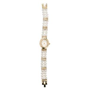 Natural Cultured Pearl Rose Gold Plated Stainless Steel Watch with Mother of Pearl Face (5 x 4mm)
