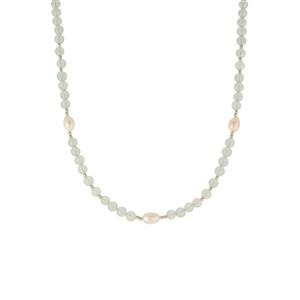 Aquamarine & Freshwater Cultured Pearl Sterling Silver Necklace