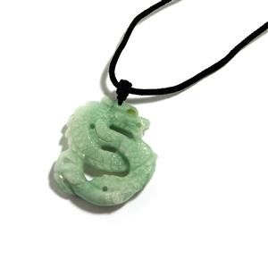 186.15cts Type A Jadeite & Jilin Peridot Carved Dragon Rope Necklace 