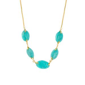 71cts Amazonite Gold Tone Sterling Silver Necklace 